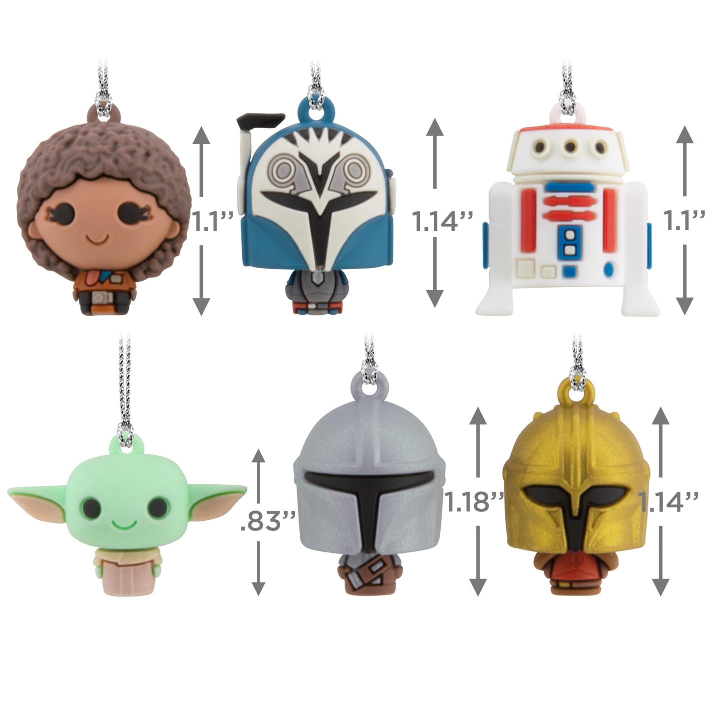 Hallmark Mini Christmas Ornaments, Star Wars: The Mandalorian Miniature Ornaments, Shatterproof, Set of 6, Gifts for Star Wars Fans