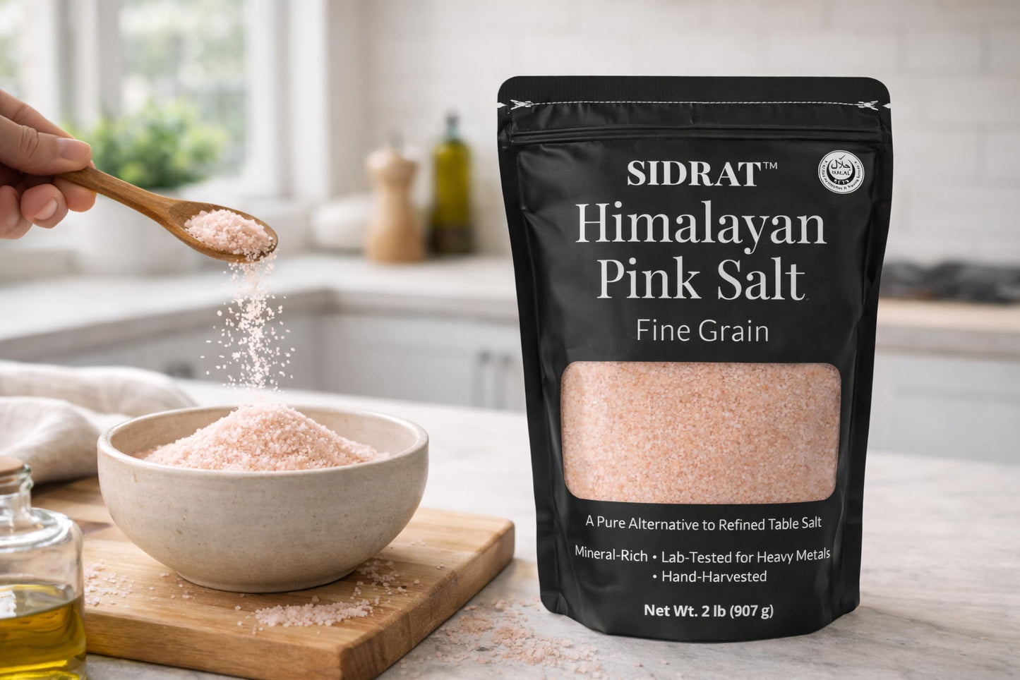 SIDRAT Himalayan Pink Salt Fine Grain Kosher Non-Iodized Cooking