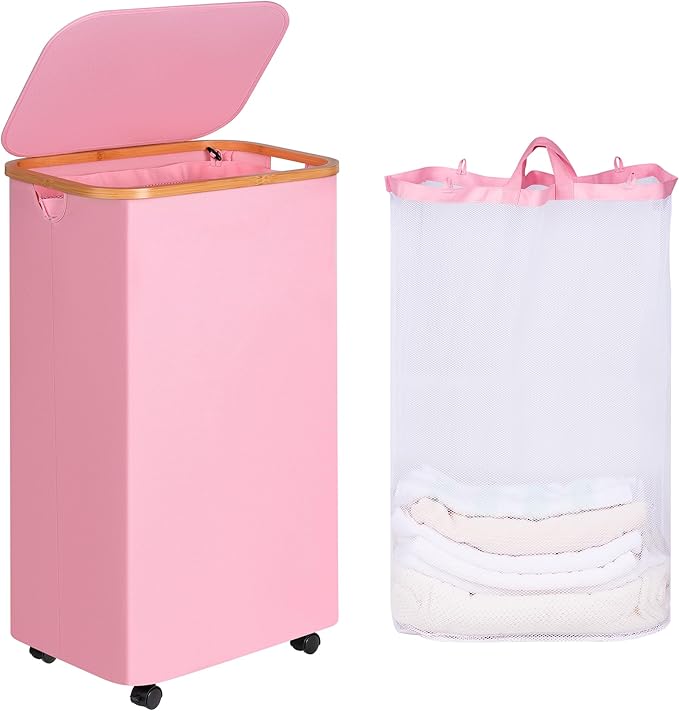 Laundry Basket with Wheels, 110L Clothes Hamper