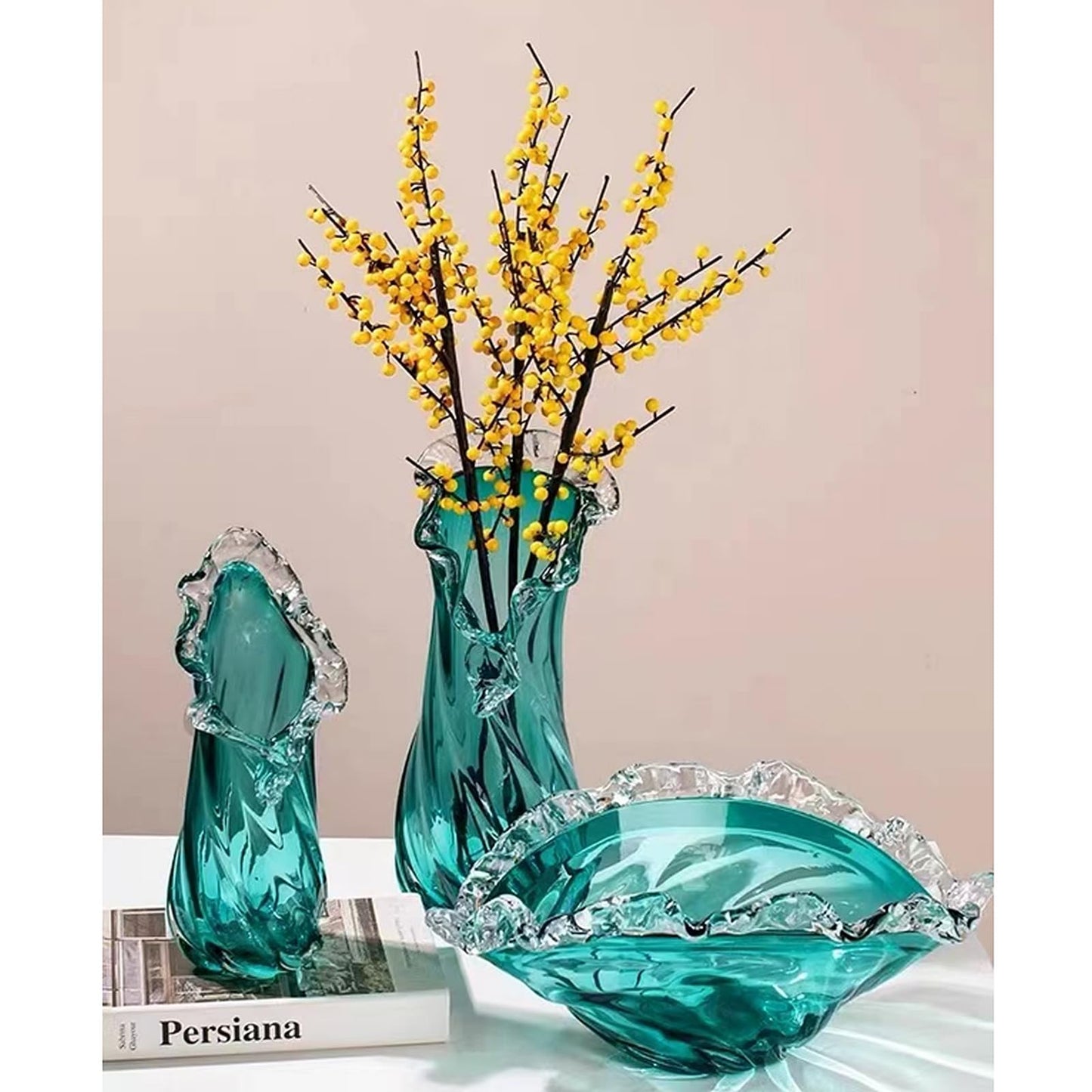 Scizorito Queen Crystal Vase, Light Luxury Style for Home Decor, Centerpiece, Office, Pampas Grass, Dried Flowers, Flowers and Buds (Fruit Tray)