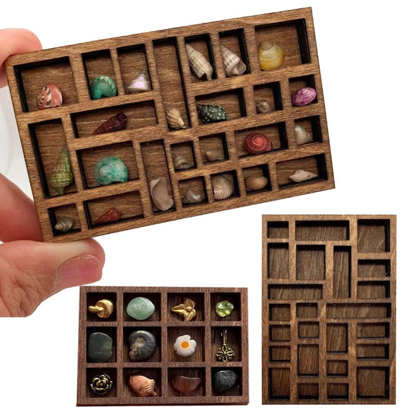 VELURA Miniature Trinket Shelf Organizer Home Decoration Collectibles Holder Wooden A | Rocks, & Minerals | Crystals & Mineral Specimens |1 Miniature Trinket Shelf