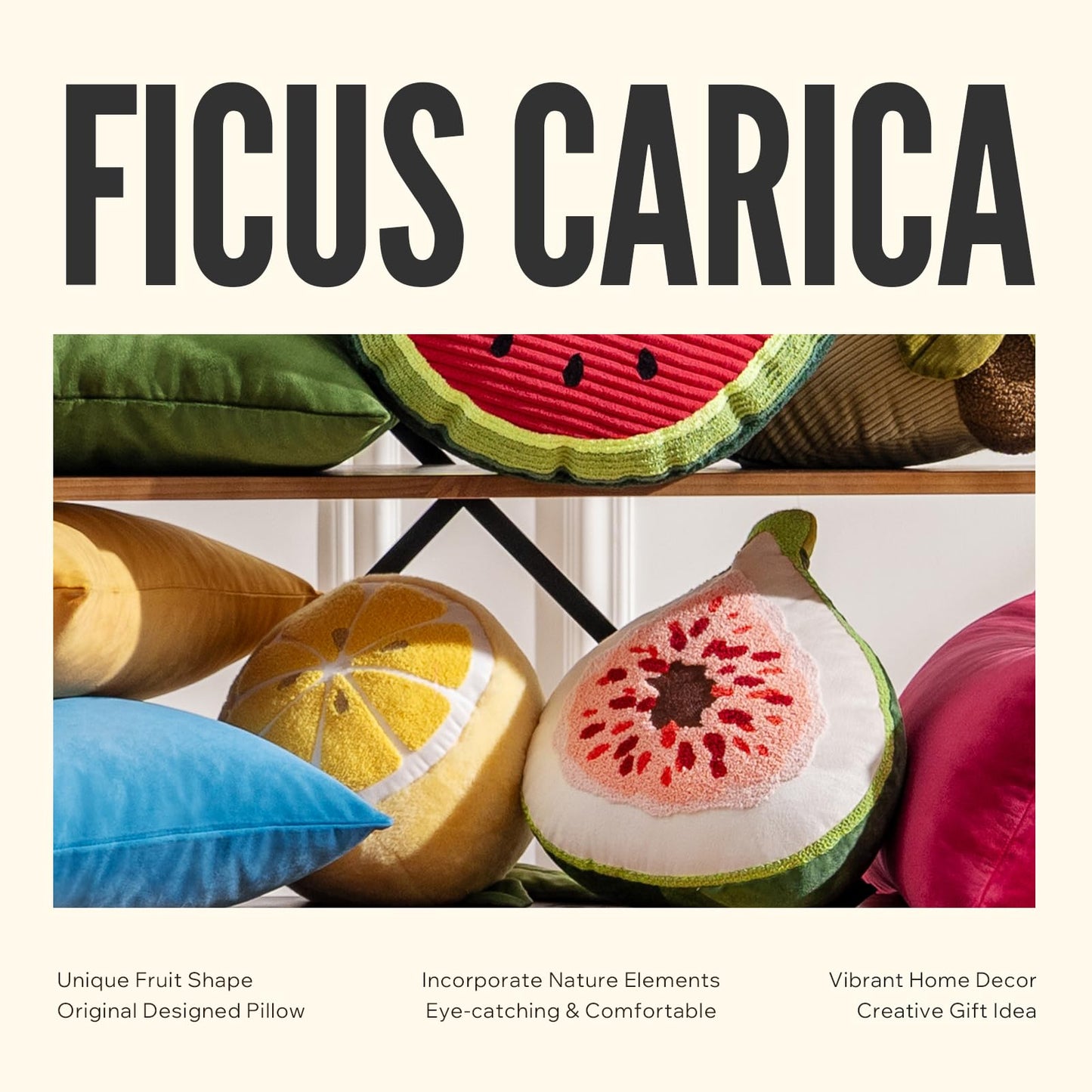 Phantoscope Papaya Shaped Throw Pillow, Fruit Themed Cushion for Couch, Bed and Chair, Pink, 10 x 15 inches