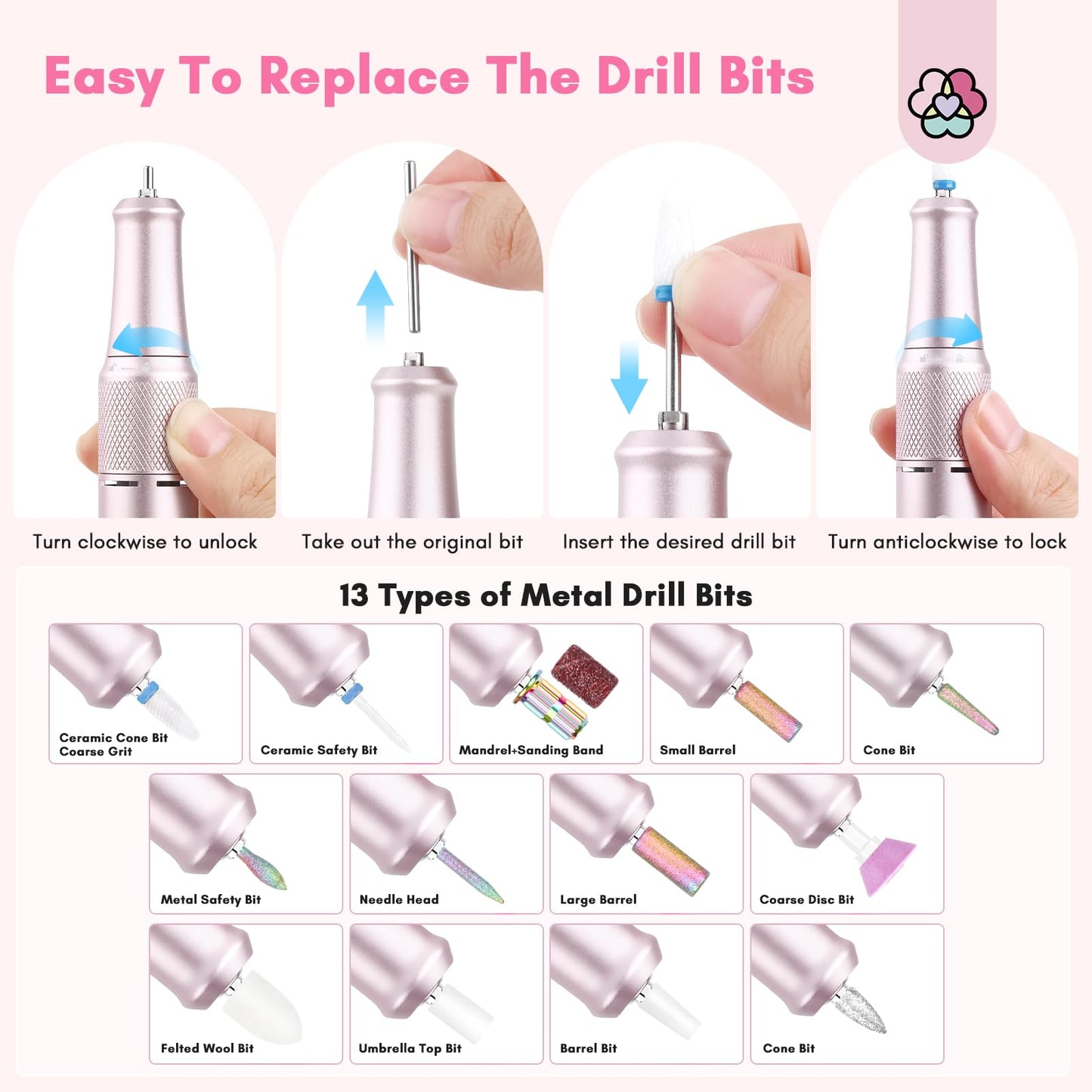 SAVILAND Electric Nail Drill Professional: 40000RPM Upgrad Nail Drill Kit 2025 Beautiful Gradient Sunset Color Scheme Nail D rill Machine Portable Nail File & Buffers Salon Use Manicure Pedicure