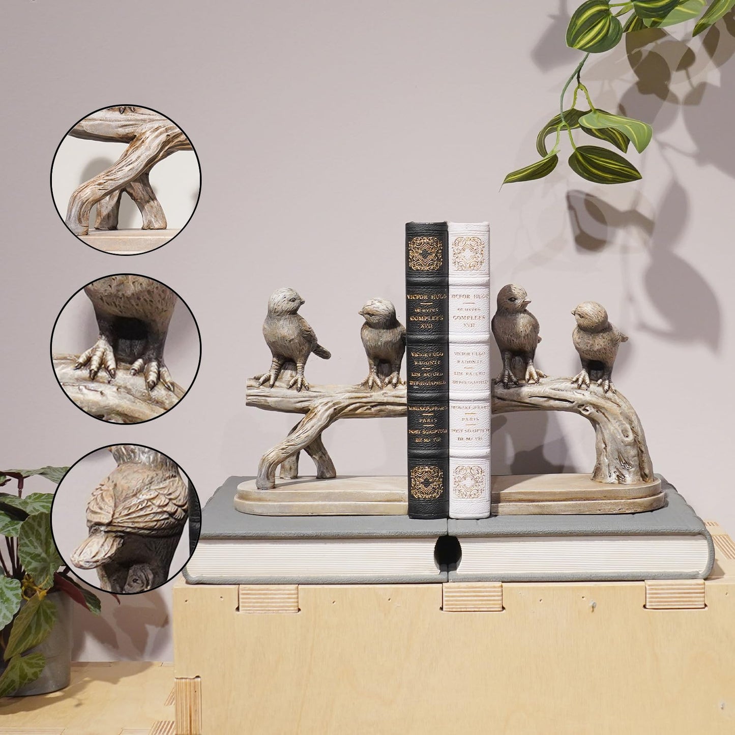 Decorative-Bookends Birds Book-Ends Heavy Duty - Unique Book Ends to Hold Books Heavy Duty Antique Book Stoppers for Shelf Office Desk Books Stand Organizer 2.3 LBS 4.75 * 4 * 6 in Newman House Studio