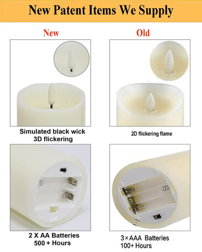 ANGELLOONG Flickering Flameless Candles with Remote, Real Wax Battery Operated Candles with Timer for Home Decor, Set of 3 LED Fake Candle for Fall Wedding Halloween Chirstmas Decoration, Ivory White