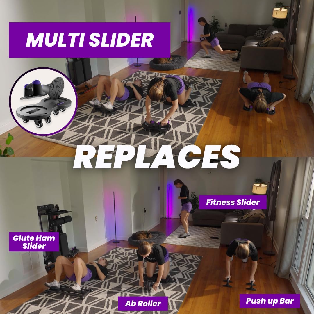 Multi Slider Home Gym Workout Device – All-in-One Core Training System with Push-Up Handles, Multifunctional Ab Roller & Core Sliders for Abs, Full-Body Workout Versatility
