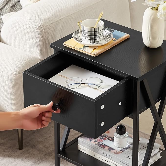 VECELO Nightstands Set of 2, Modern Bedside End Tables, Night Stands