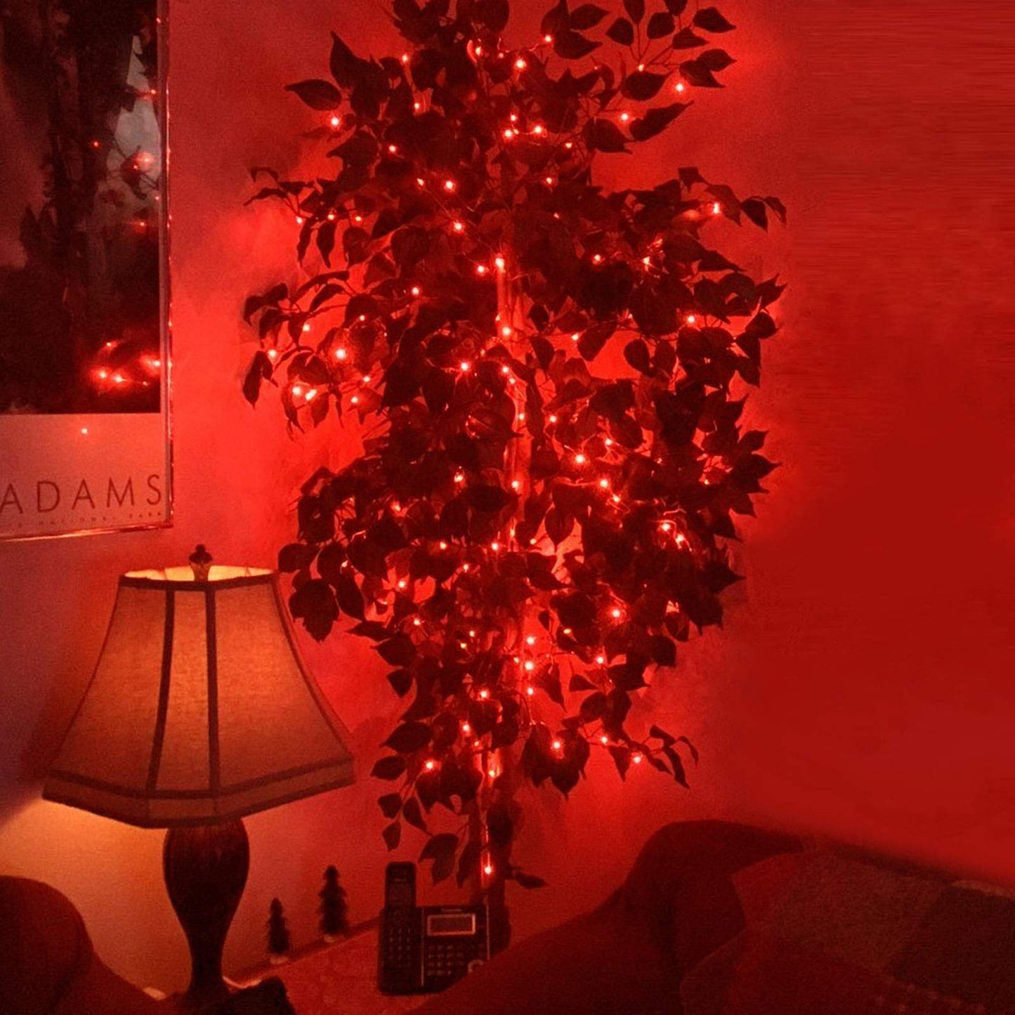 RUICHEN Plug in Fairy Lights with Switch, Waterproof 66 Ft 200 LED Silver Wire Starry String Firefly Lights for Bedroom, Patio, Garden, Balcony, Dorm, Red