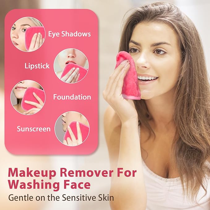 Makeup Remover Cloth, 12 Pack Makeup Remover Pads Microfiber Face Washcloth