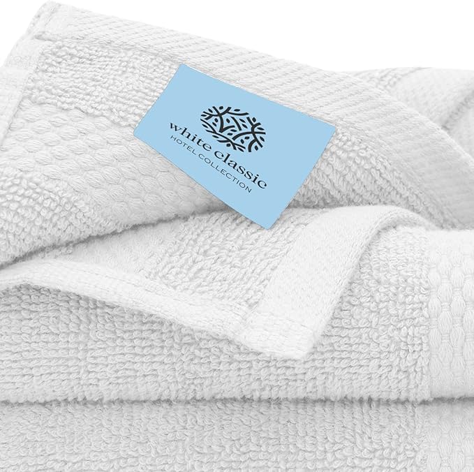 White Classic Luxury Cotton Washcloths 13x13 Inch
