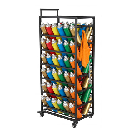 Sidasu 72 Can Spray Paint Can Holder, Rolling Spray Paint Organizer Cart with Push Handle, Spray Paint Storage Rack for Garage Workshop, Black