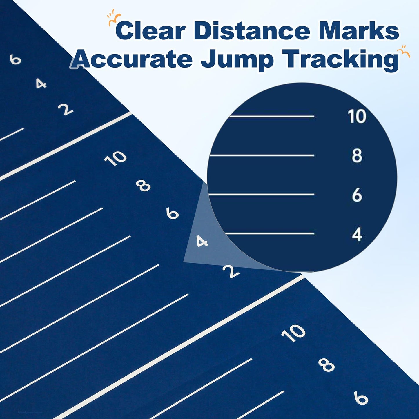 Standing Broad Jump Mat, Long Jump Training Mat with Clear Measurement Marks, Non Slip Broadjump Mat for Home, Gym and School PE