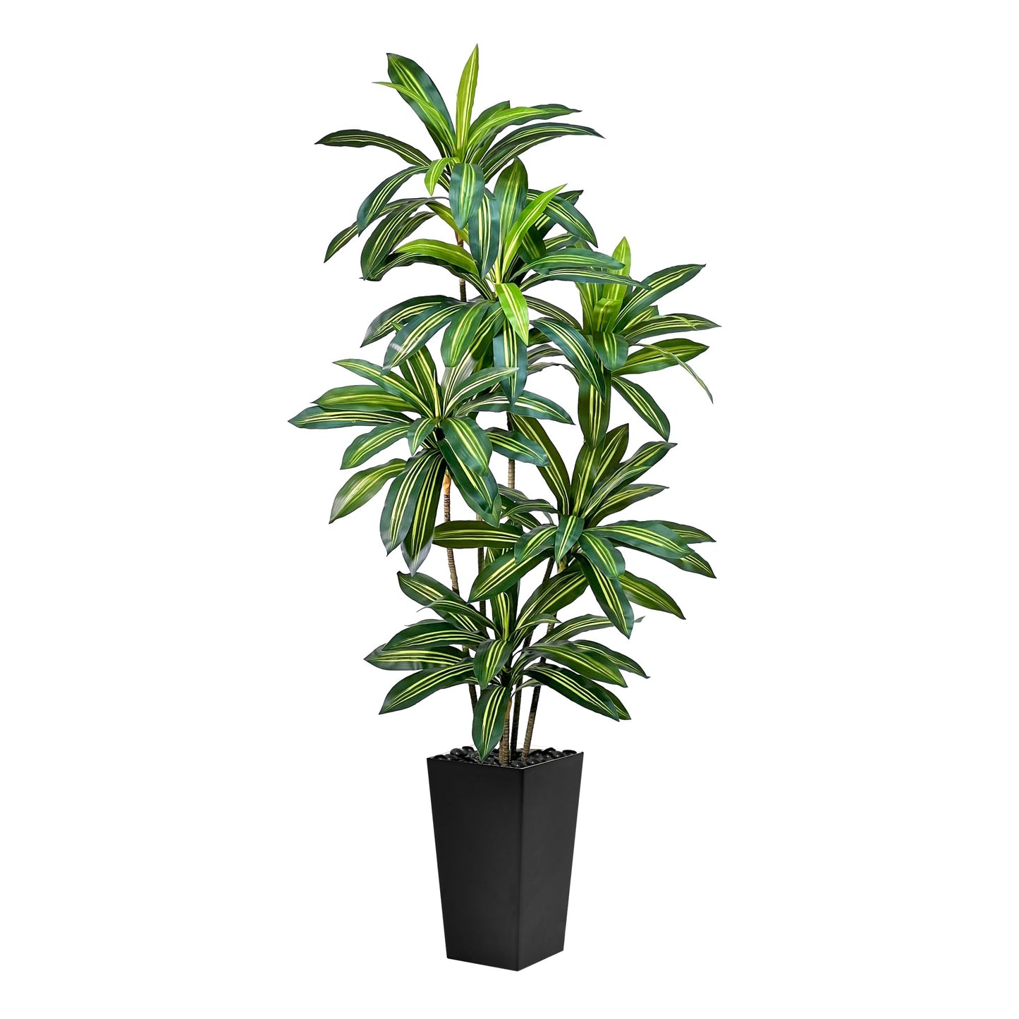 Artificial Dracaena Tree 6FT Tall Fake Plant with White Planter - Realistic Faux Dragon Tree with Tall Planter - Indoor Floor Plant for Home, Office,Mall, Living Room, Bedroom Decor