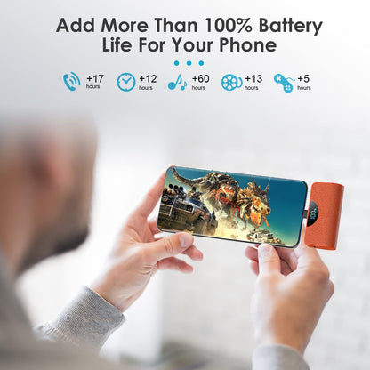 Mini Portable Charger USB-C Power Bank 5200mAh,Ultra Compact LCD Display Battery Pack Backup Charger Compatible with iPhone 17/17 Air/17 Pro/17 Pro Max/16/16 Plus/16 Pro Max/15 Series,Samsung-Green