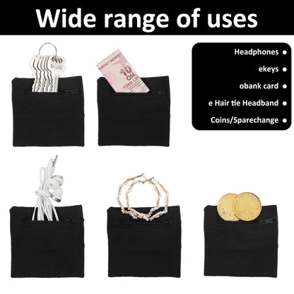 4Pcs Wrist Wallet,Wrist Sweatbands with Zipper Wrist Pouch for Women Men Running Walking Hiking Jogging Sports Sweatband Key Card Coin Storage（Black White）
