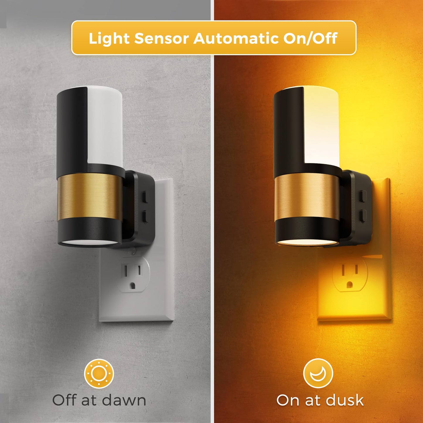 L LOHAS LED Night Lights Plug into Wall, 2 Pack, Plug in Night Light, Soft White/Cool White/Amber, Dimmable Backlit Nightlight with Light Sensor, 180° Rotatable Nightlights Plug in Wall for Hallway