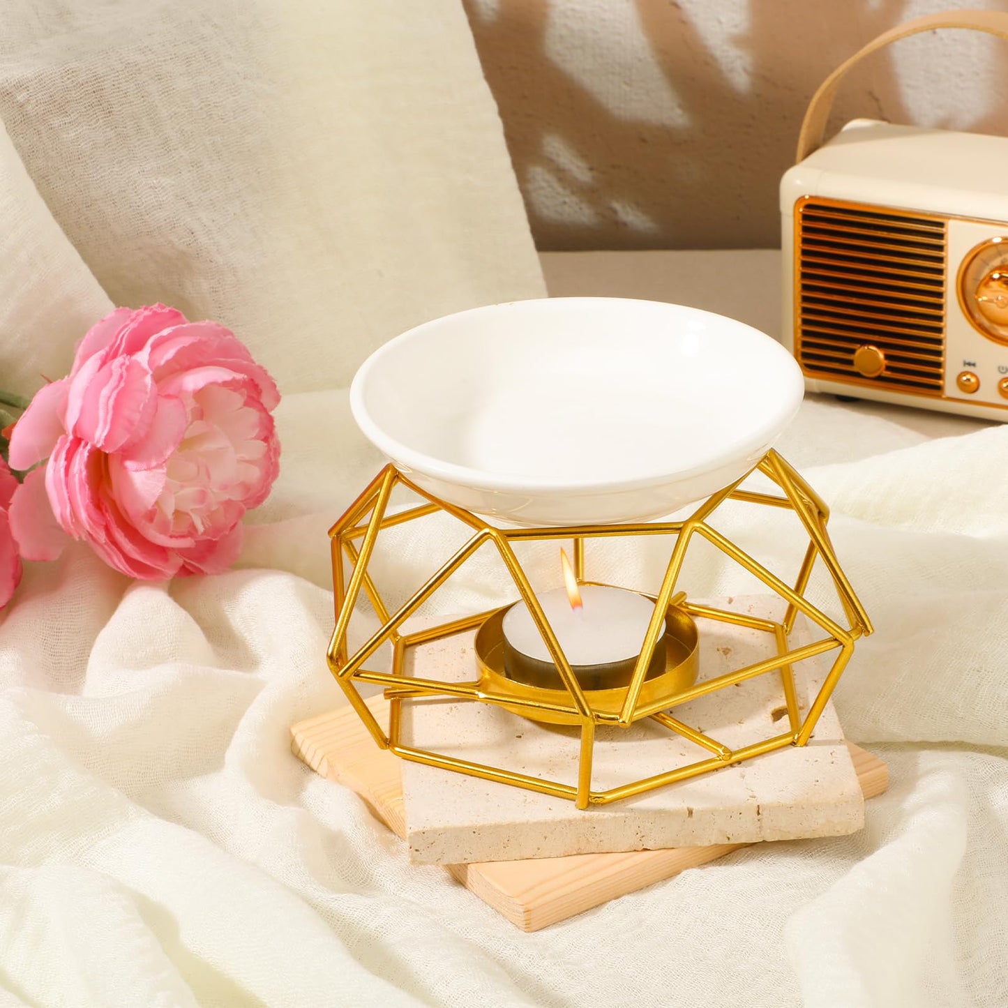 4 Pcs Romantic Essential Oil Burner Black Metal Wax Melt Bird Nest Style Tealight Wax Warmer Delicate Tealight Candle Holder Candle Tart Burne Home Wedding Decoration