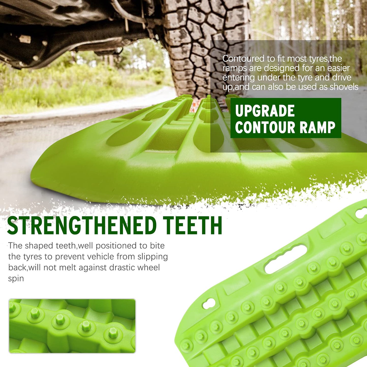 BUNKER INDUST Off Road Traction Boads + 3" x 20ft Recovery Straps + Pair 3/4 D Ring Shackles + Bag 35,000 lbs Tree Saver Winch Strap