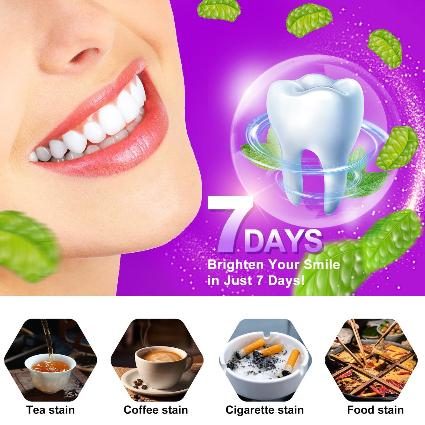 Teeth Whitening Strips,7-Day whitening Strips,Sensitive Teeth Whitener,Enamel Safe for Whiter Teeth,Deep Stains Removal,nstant Teeth Whitening Without The Harm (14pcs)