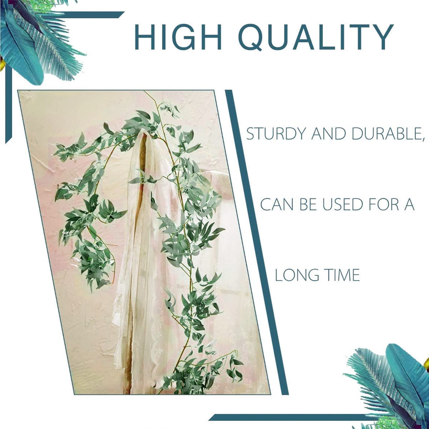 ANPHSIN Fake Vines Greenery Garland - 5 Packs Total 28ft Green Willow Leaf Vine Garland, Artificial Leaves Wall Hanging Decor for Home, Room, Wedding Arch, Centerpieces