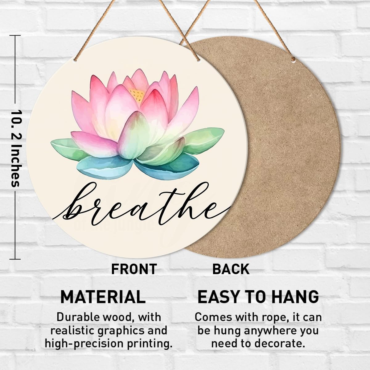 Muktoujaumai Meditation & Yoga Room Wall Decor - Zen Den Hanging Signs with Lotus Flower Decorations for Spiritual Home & Yoga Lovers Gift