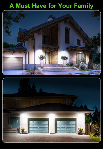 CLAONER Solar Powered Lights Outdoor, Upgraded Wireless 270° IP65 Solar Motion Sensor Security/Wall Light for Front Door, Yard, Garage, Garden, Fence, Cool White (2 Pack)