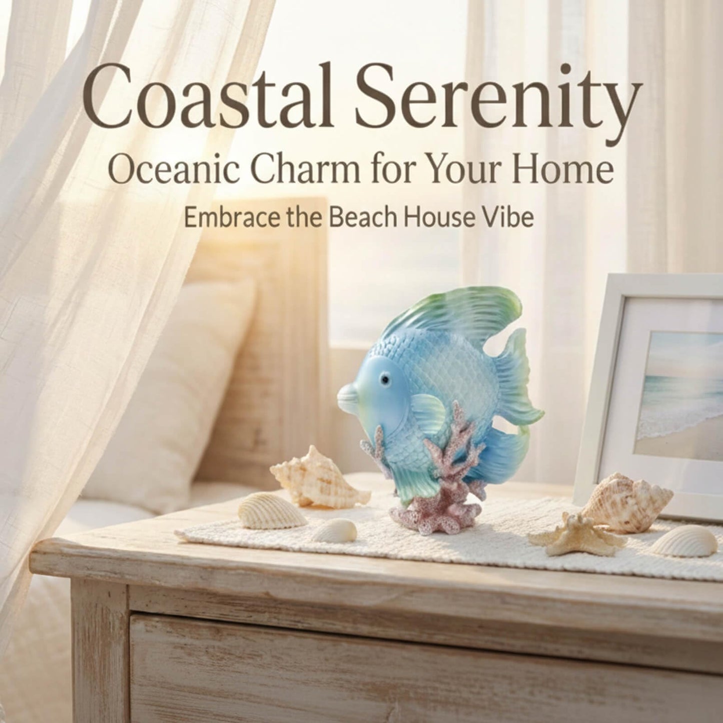 Bertork Beach Decor Angelfish Statue, Coastal Ocean Decor Sculpture