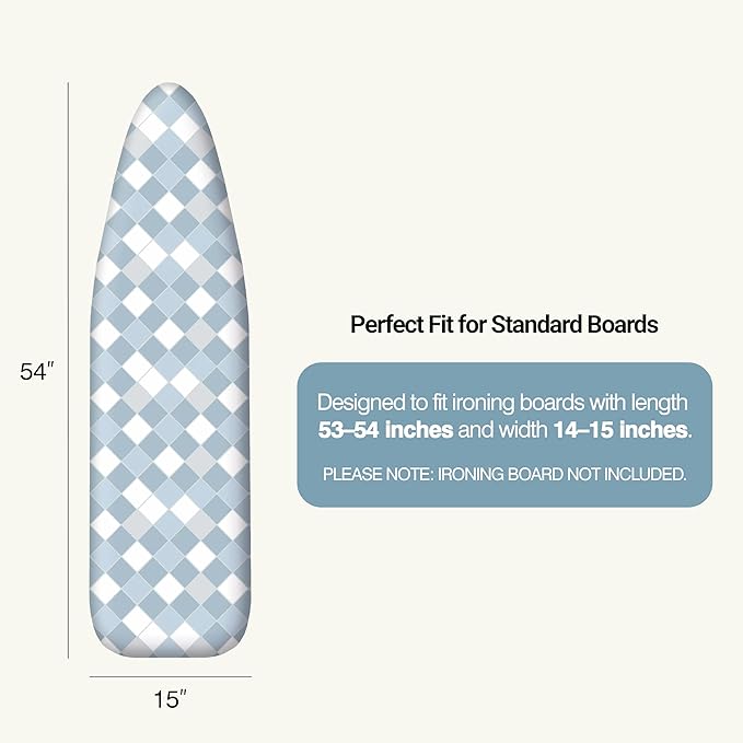 Ironing Board Cover and Pad 15"x54" Extra Thick Natural Cotton, Scorch and