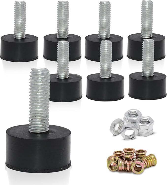 M8 Rubber Adjustable Furniture Leveler，8 Pack Leveling Feet Screws in Threaded