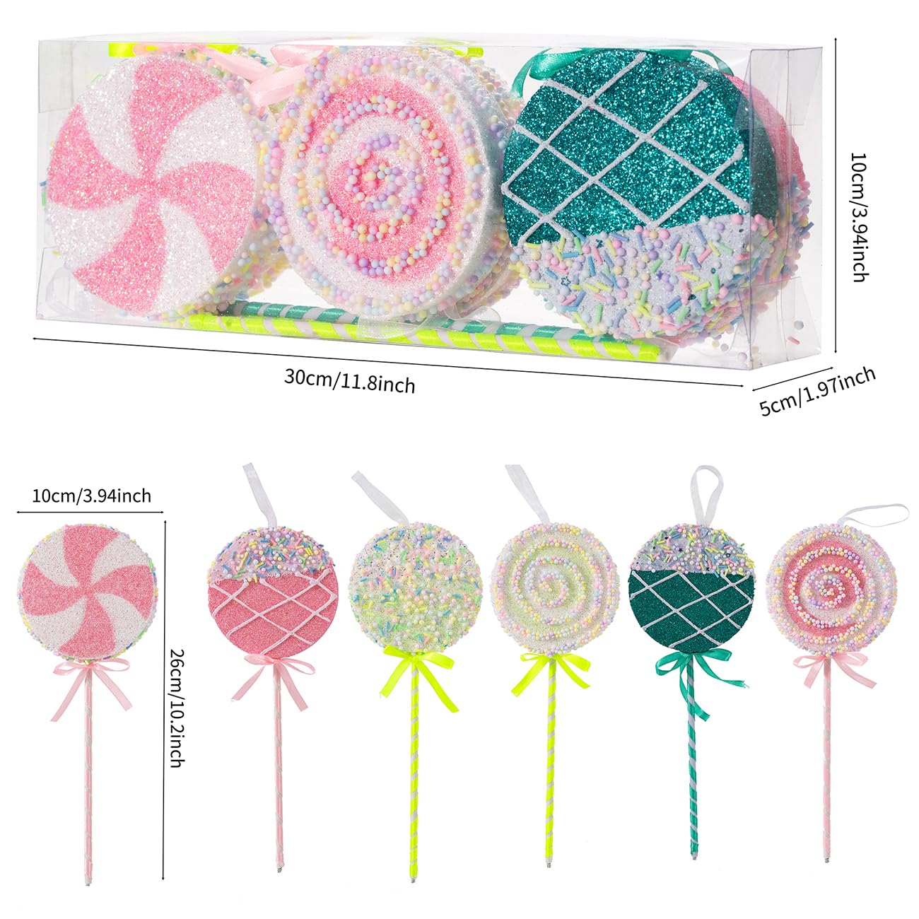 LANGXUN 6pcs Lollipop Candy Land 2025 Xmas Birthday Party Wedding Suppiles Decoration, Hanging Candy Cane Christmas Tree Décor, Christmas Decorative Hanging Ornaments Crafts