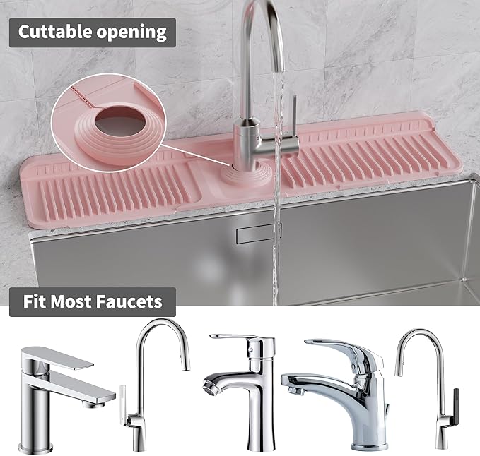 WAFT YEARN 24X5 Inch Silicone Durable Faucet Mat Kitchen Sink Splash Guard