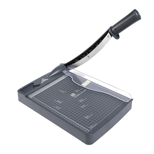 JIELISI Guillotine Paper Cutter Cutting Performance up to 12 Sheets,12 Inch Cut Length Heavy Duty Guillotine Paper Trimmer with Safety Guard and Blade Lock（Dark Gray）