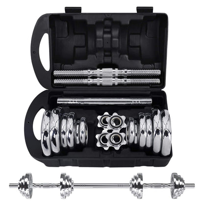 VIVITORY Fitness Dumbbells Set, Adjustable Weight Sets up to 11/22/44/66/110 lbs, with Metal Connecting Rod Used As Barbell, Chromed Weights, Hardcover Gift Box, Home Gym Work Out Training Equipment