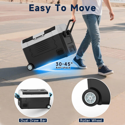 AS 12 Volt Refrigerator 47 Quart Car Fridge Portable Freezer Compressor Cooler APP Control, Electric Cooler -4℉~68℉, 12/24V DC 110~240V AC, Portable Freezer for Camping, Travel, Boat