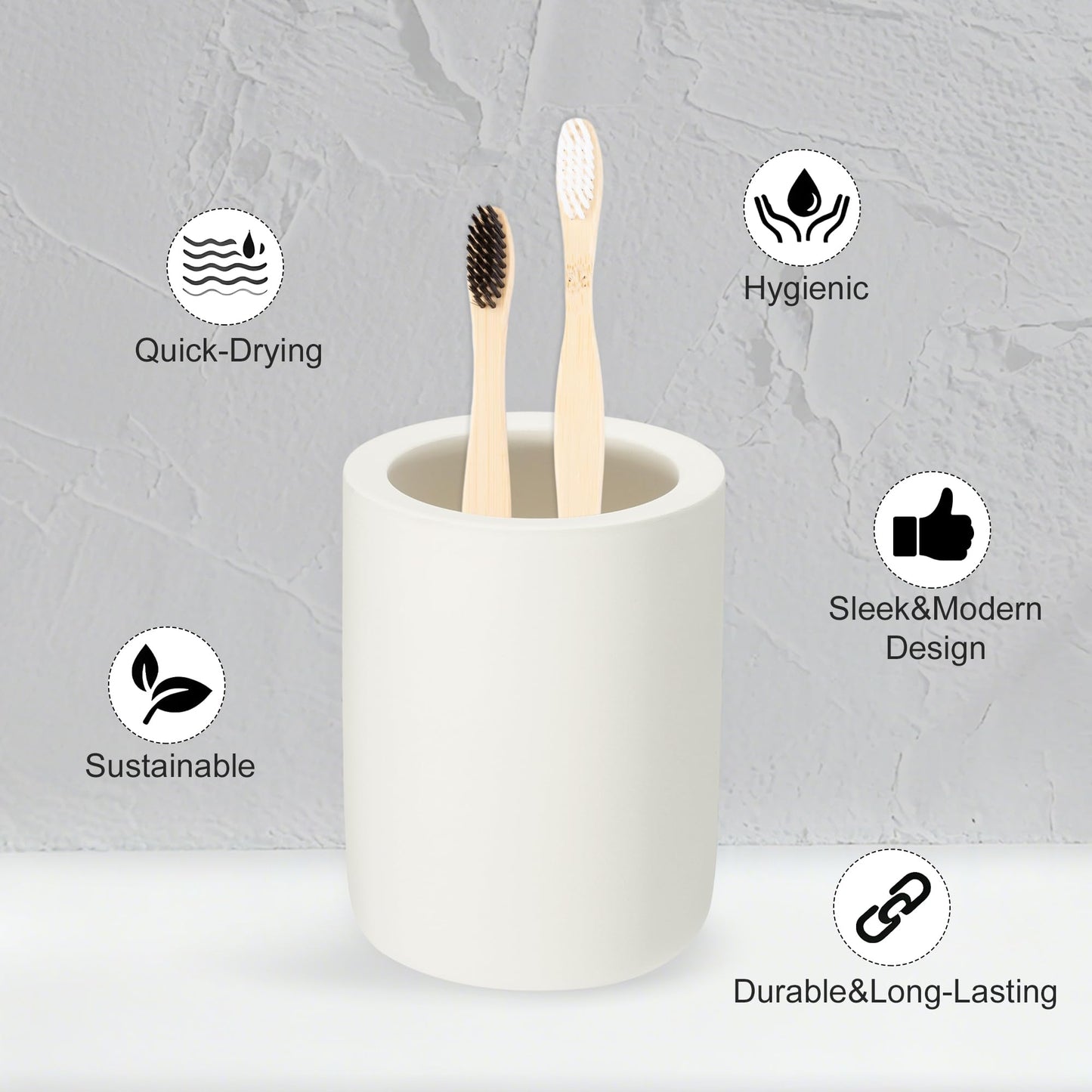 RENEWREVITAL Toothbrush Holder, Diatomite Bathroom Organizer, Toothbrush & Toothpaste Holder Cup, Vanity Storage Solution for Bathrooms, Beige, 1Pc