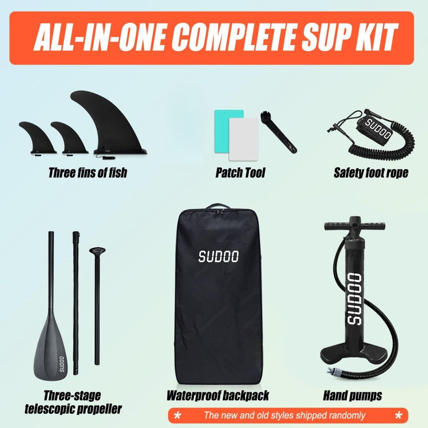 SUDOO Inflatable Stand Up Paddle Board 10'x30 x6 Ultra-Light SUP Stand-Up Paddleboard for Adults with Backpack, Pump, Paddle, Coil Leash, Triple Fins, Repair Kit