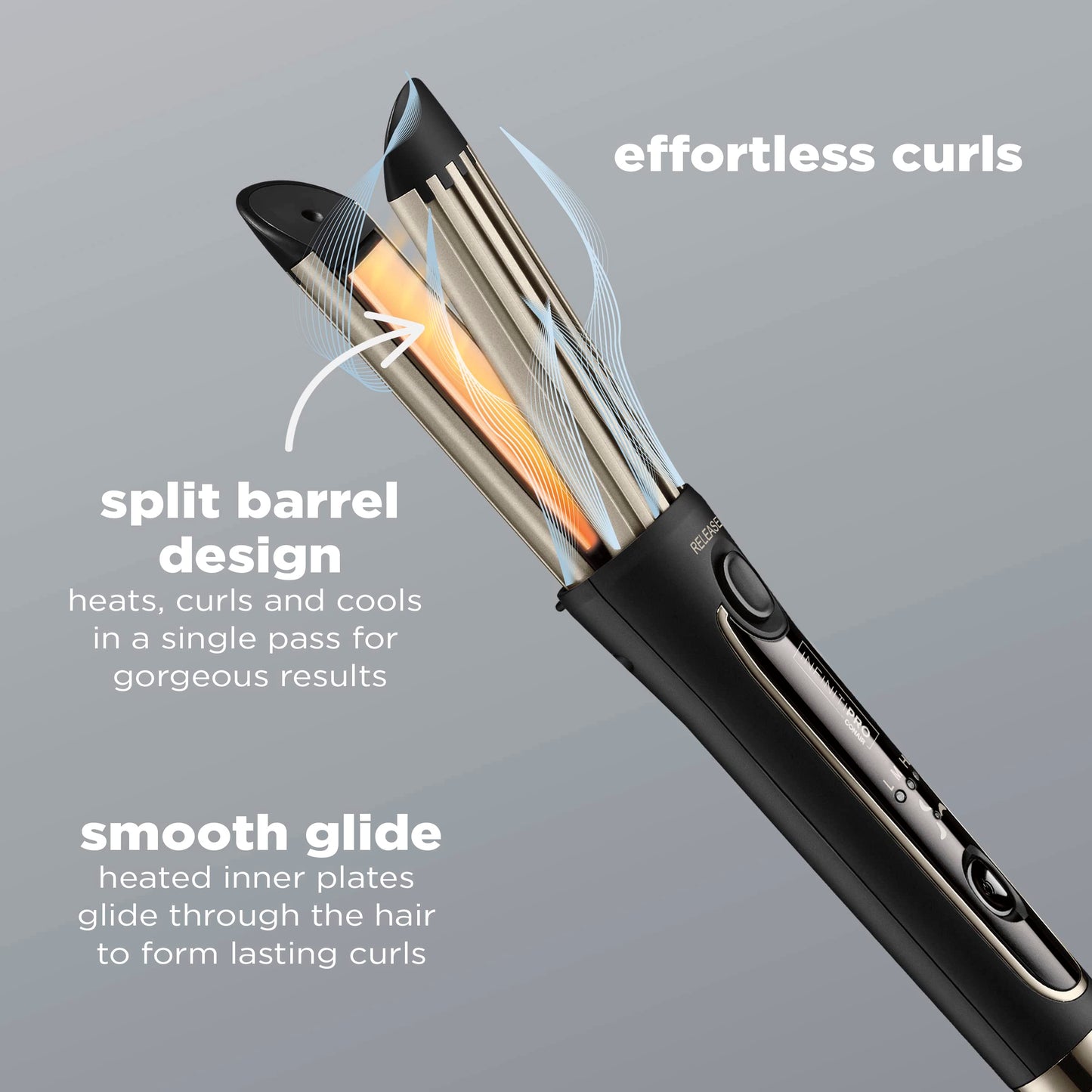 INFINITIPRO BY CONAIR 2-in-1 Cool Air Curling Iron and Flat Iron Luxe, Protects Against Damage and Locks in Style for Effortless Long Lasting Curls, Waves & Straight Looks with One Tool