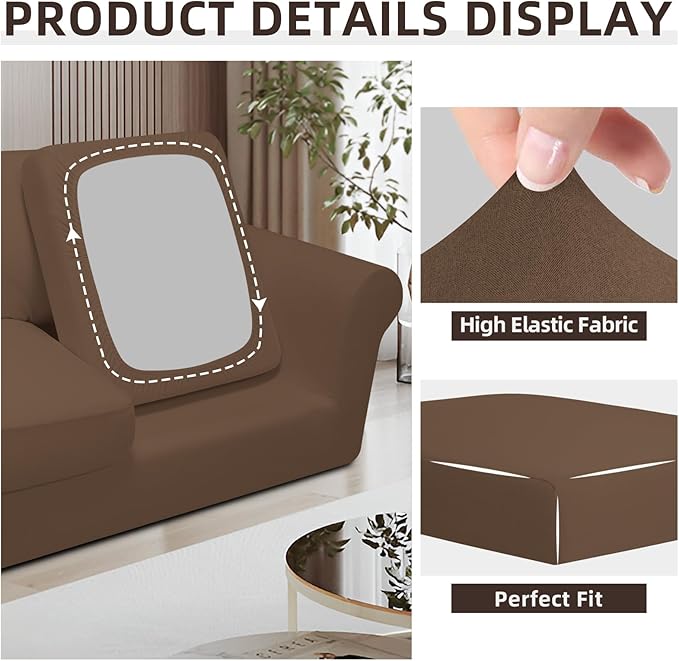 Easy-Going 7 Pieces Stretch Couch Cover Washable Sofa Cover Set