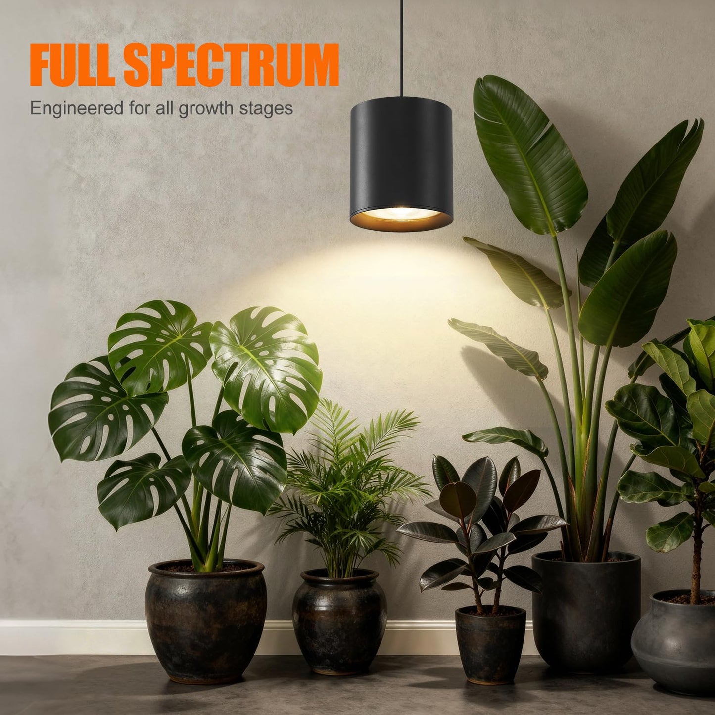 Airseafar Dimmable Hanging Grow Lights for Indoor Plants, Full Spectrum Hanging Plant Light with Timer & 16.4FT Power Cord, 24W, 3600K Black Glow Light for Garden, Herbs, Seed, Flowers