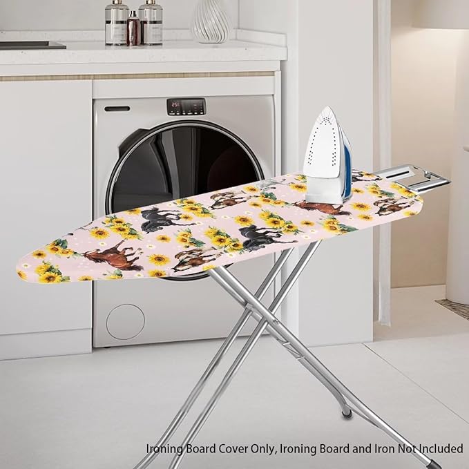 Sprowallow Sunflower Horse Ironing Board Cover and Pad 15x54 Inch Standard Size