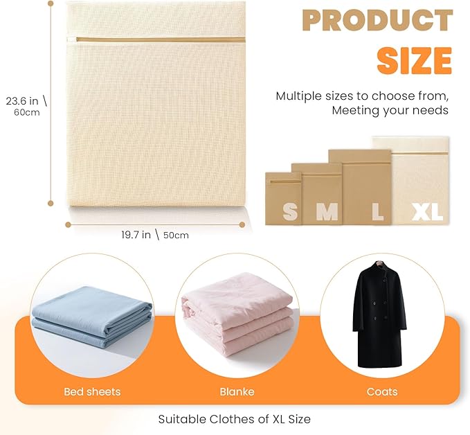 4Pcs Large Cotton Mesh Laundry Bags