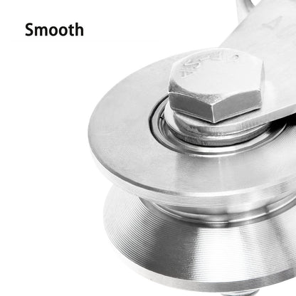 CertBuy 2 Pack 2 Inch V Groove Wheel Pulley, 304 Stainless Steel Silent Pulley Block, Heavy Duty Caster Wheels Sliding Gate Rollers Pressure Bearing Pulley, Loading 880lb for Handling and Moving