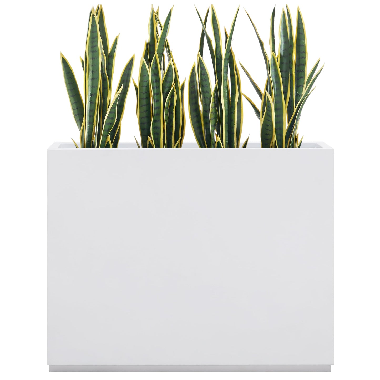 Wallowa Metallic Heavy Outdoor Span Planter Box, Large Flower Pot, Long and Tall Divider Planters, 38Lx10Wx30H, White, Seamless and No Assembly 48.8 Pounds