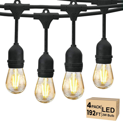 Svater 192 FT Outdoor String Lights 2W with Landscape Lighting Low Voltage 10 Pack, Patio Light for Outside Warm White