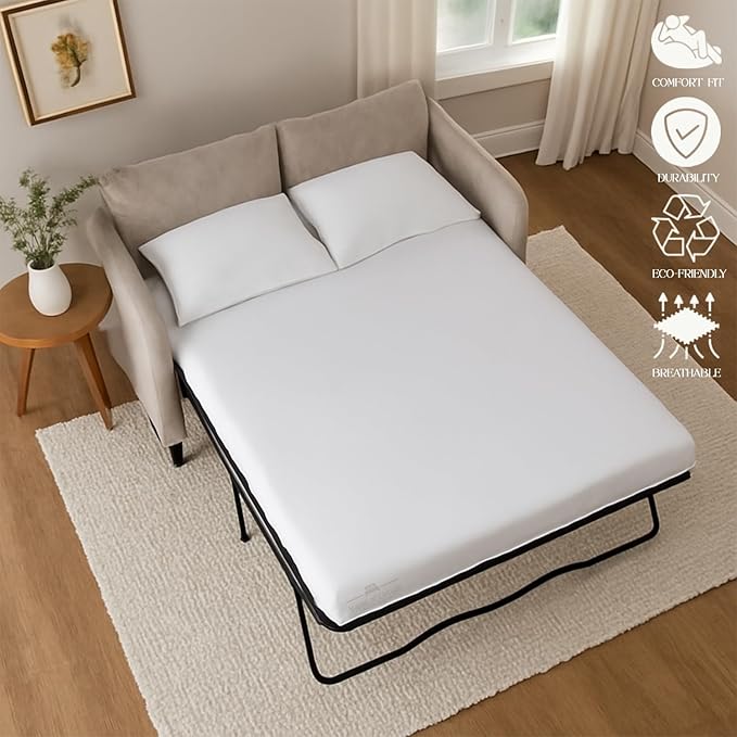 Sleeper Sofa Bed Sheet, 100% Cotton 400 Thread Count, 4 Piece Set, Deep Pocket
