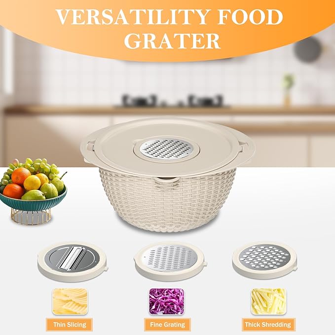 4-1 Colander with Bowl Set, Food Strainers and Colanders, Fruit Washing Bowl