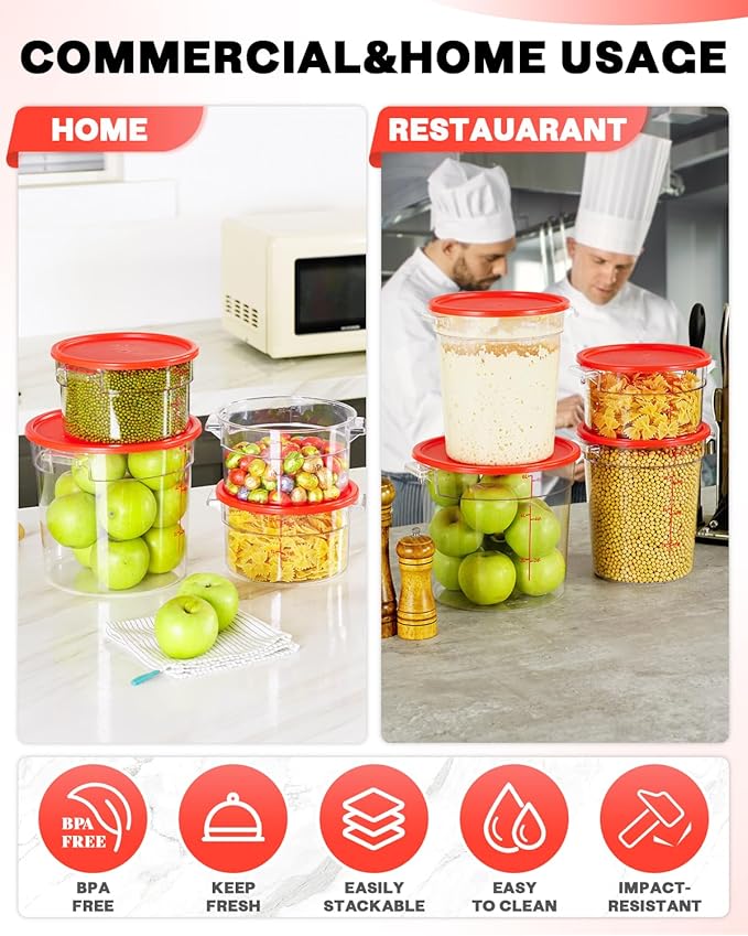 6QT NSF Round Food Storage Containers