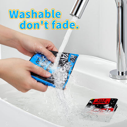 OKOOKO Soft Baby Books Black and White High Contrast 12PCS Soft Cloth Books Bath Books Crinkle Washable Non-Toxic Early Education Preschool Learning Toy for Newborns Babies Infants Toddlers Kids