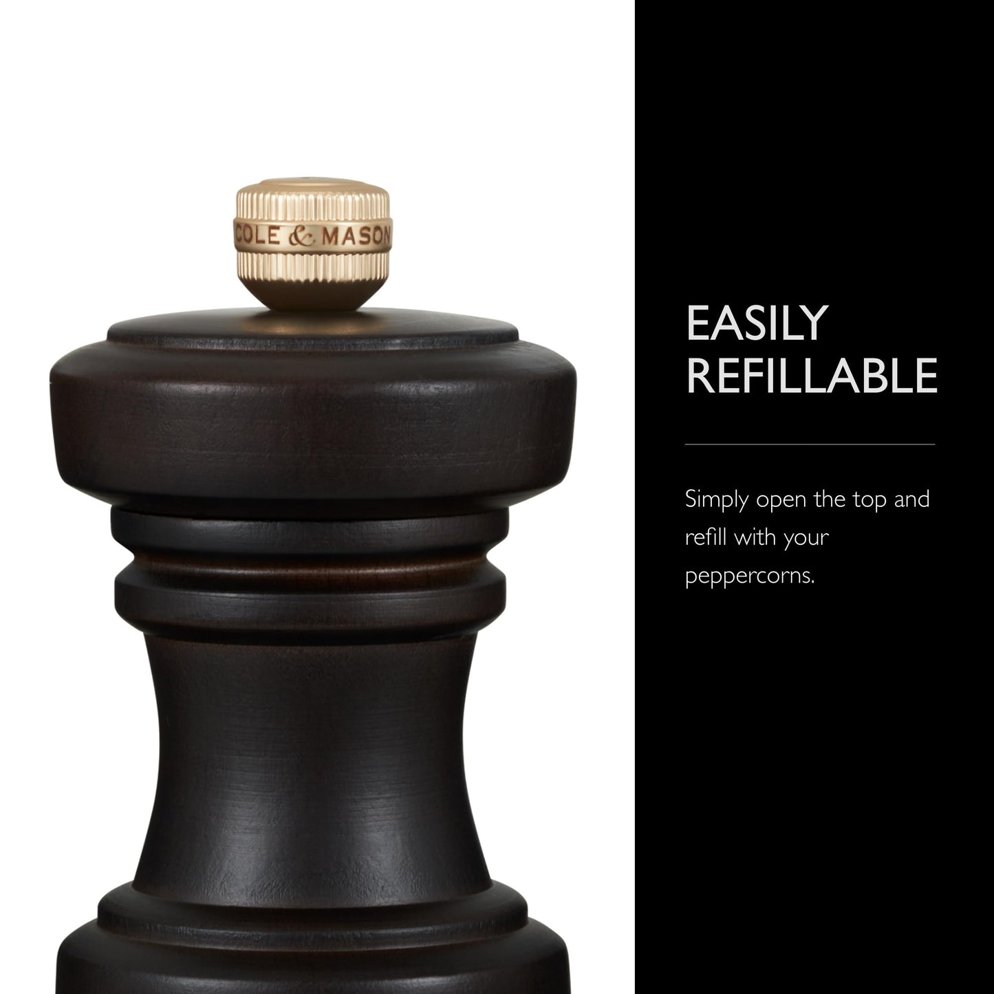 Cole & Mason Hoxton Mill - Table Salt Grinder & Pepper Grinder with Precision+ Grinder - Kitchen & Home Accessory - Chocolate Wood