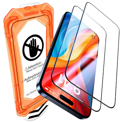 UniqueMe for iPhone 16 Pro Screen Protector - [Military Grade Shatterproof & 9H+ Hardness] Screen Protector 16 Pro Tempered Glass Full Coverage Protection, Easy Installation, 2 Packs